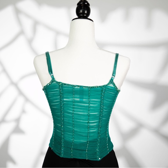SOLD!! Marciano Turquoise Corset with Stunning Bead Details, Size XS (Gem Find) - Picture 5 of 8